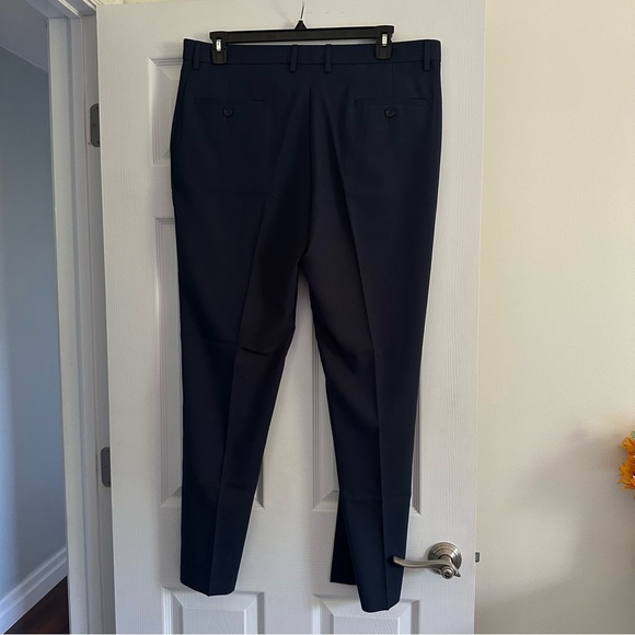 Size 38 x 32 Kenneth Cole Navy Stretch Slim Fit Flat Front Dress Pant - Picture 4 of 8